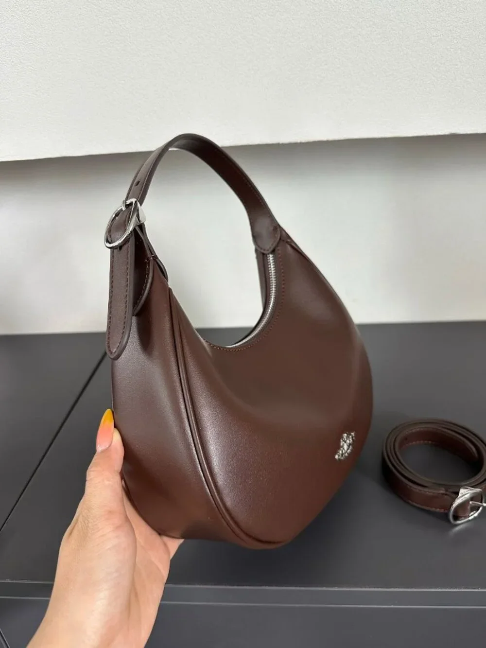 Coach Teri Hobo Brown Crescent-Shaped Armband Bag